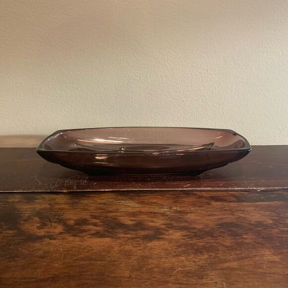 1960s Hazel Atlas Purple Amethyst‎ Glass Serving Relish Rectangular Dish - Picture 1 of 5